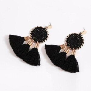 Big hoop  Drop Bohemian tassel earrings